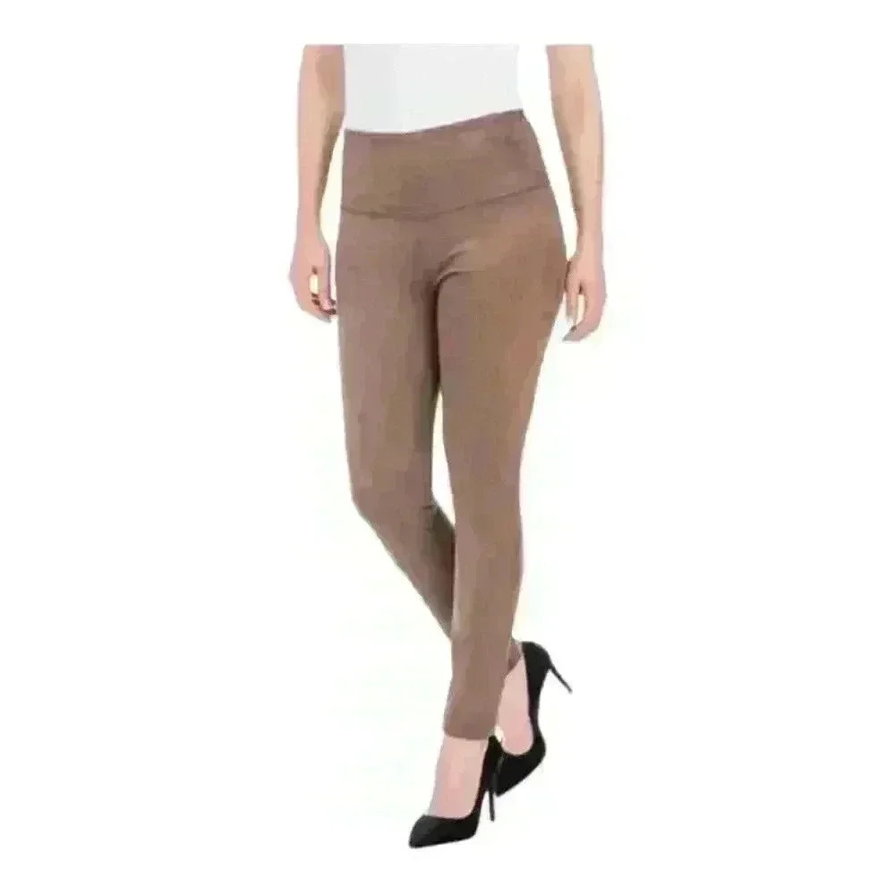 Hilary Radley Legging  Pull On Stretch Faux Suede High Waist Brown